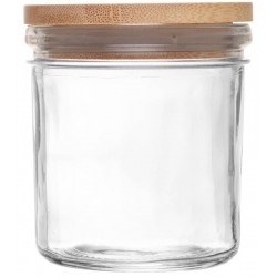Porta Mantimento 8,2x9,5cm Com Tampa De Bambu Renova Vidro